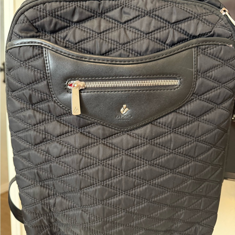 Knomo London Black Quilted Backpack with Leather Accents